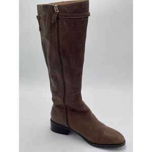Franco Sarto Belair Brown Leather Patina Side Zip Tall Riding Boots 9M